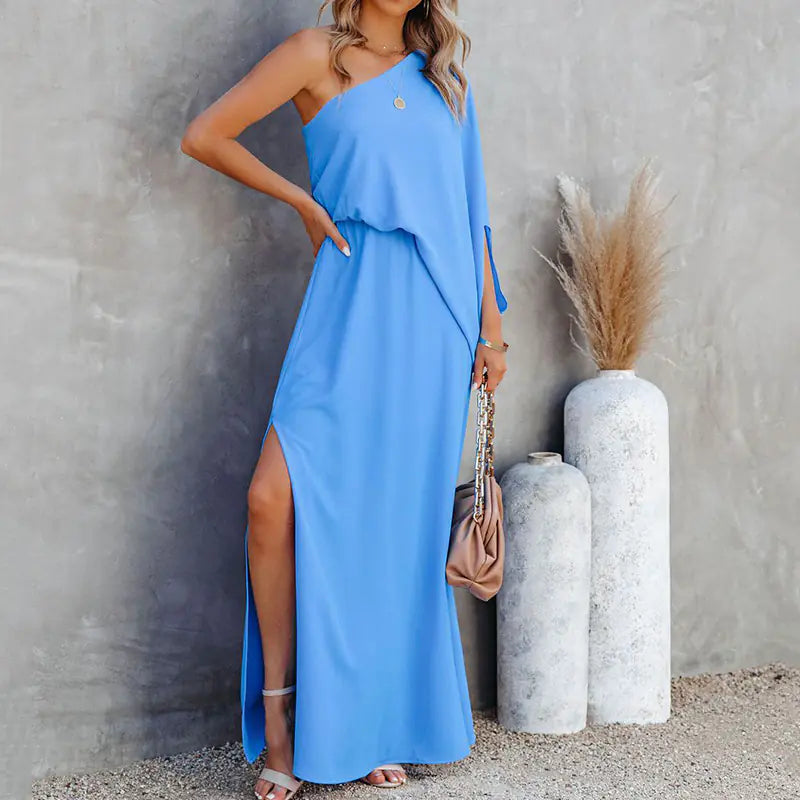 2024 Fashionable Off-Shoulder Dress with Side Slit