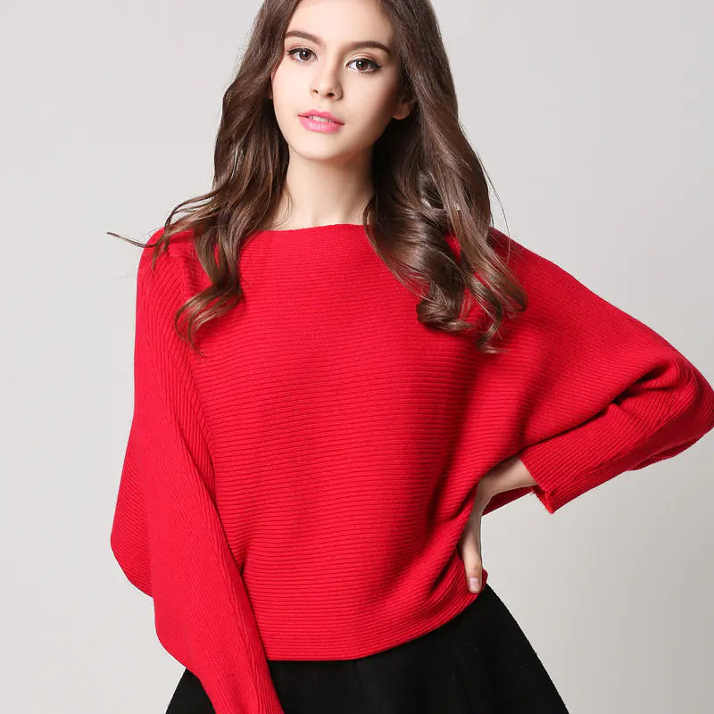 Women's Loose Long-Sleeved Knitted Pullover Sweater