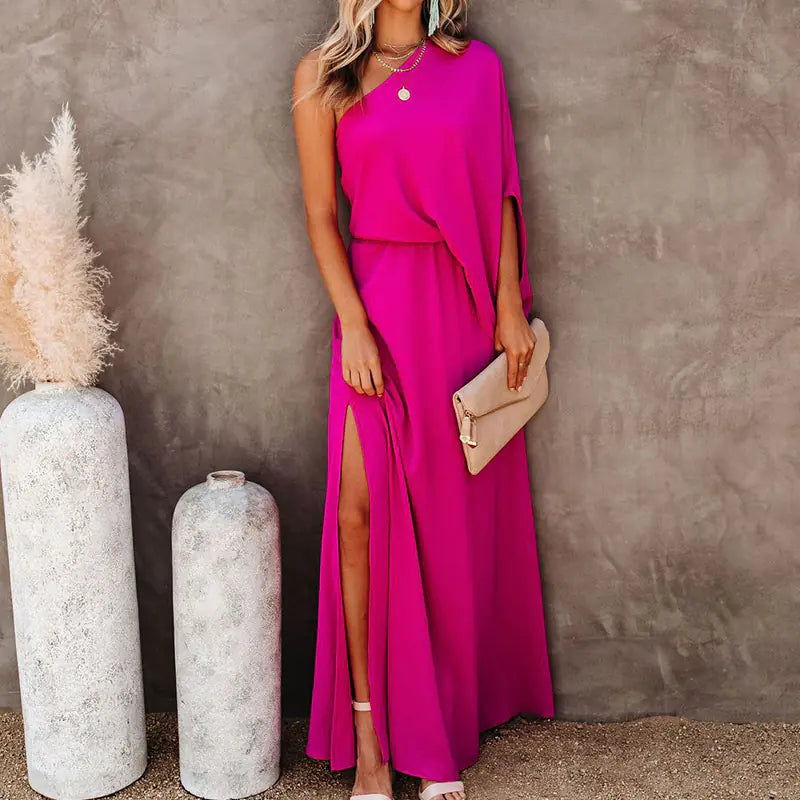 2024 Fashionable Off-Shoulder Dress with Side Slit