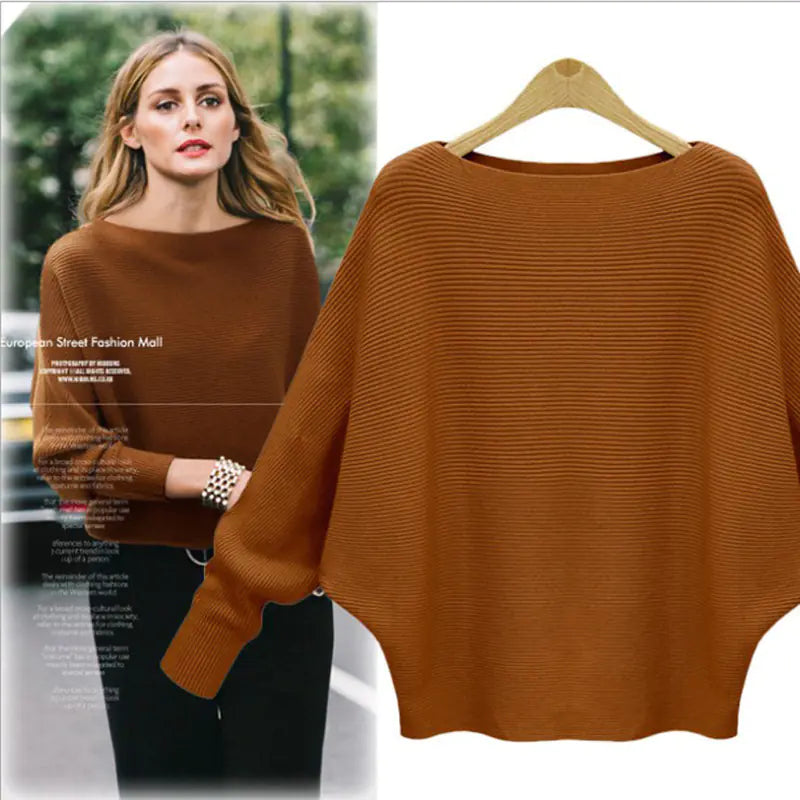 Women's Loose Long-Sleeved Knitted Pullover Sweater